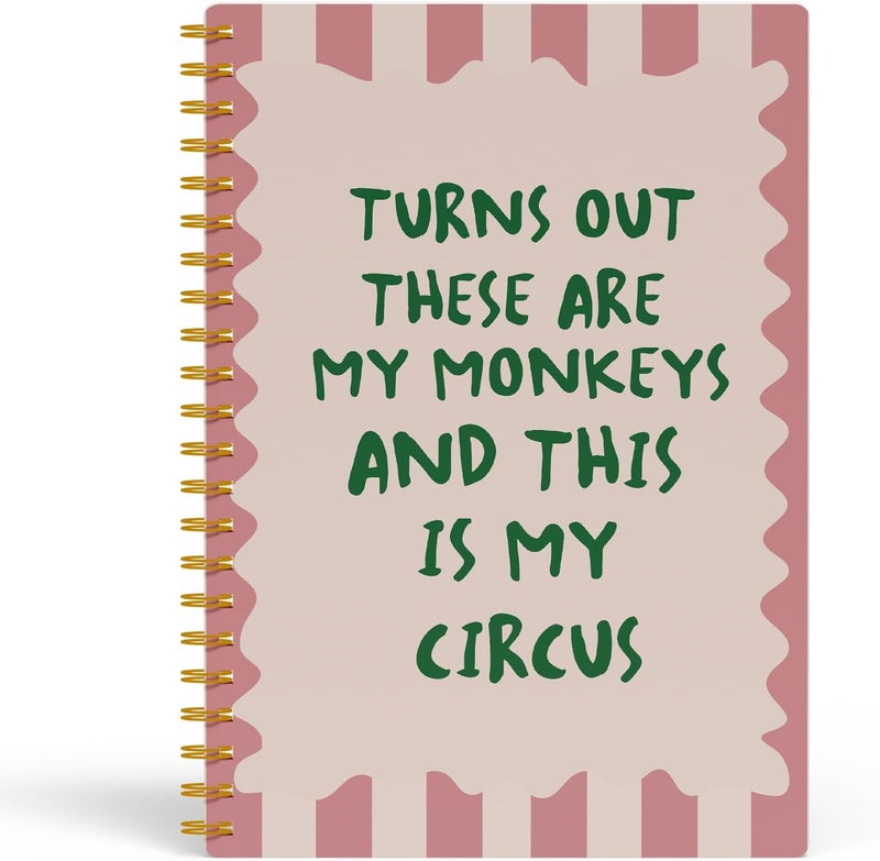 EKGJW Funny Monkey Circus Notebook Journal-Sarcastic Mental Health Spiral Notebook 5.5x8.3,Overwhelmed Humor Gifts for Women Coworkers Boss,Quirky Office Supplies - Image 1